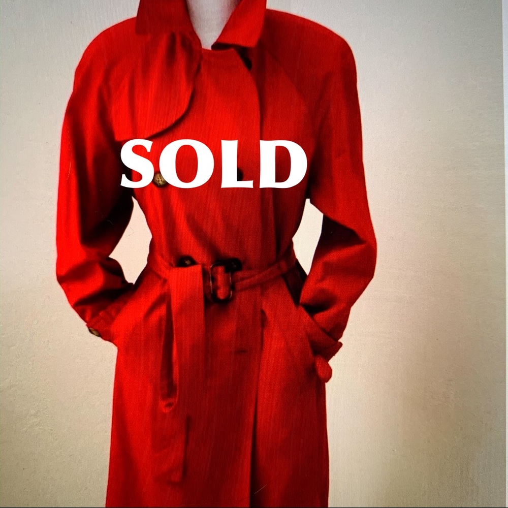 Vibrant Red Short Trench Coat, Larry Levine, Small - Picture 1 of 3